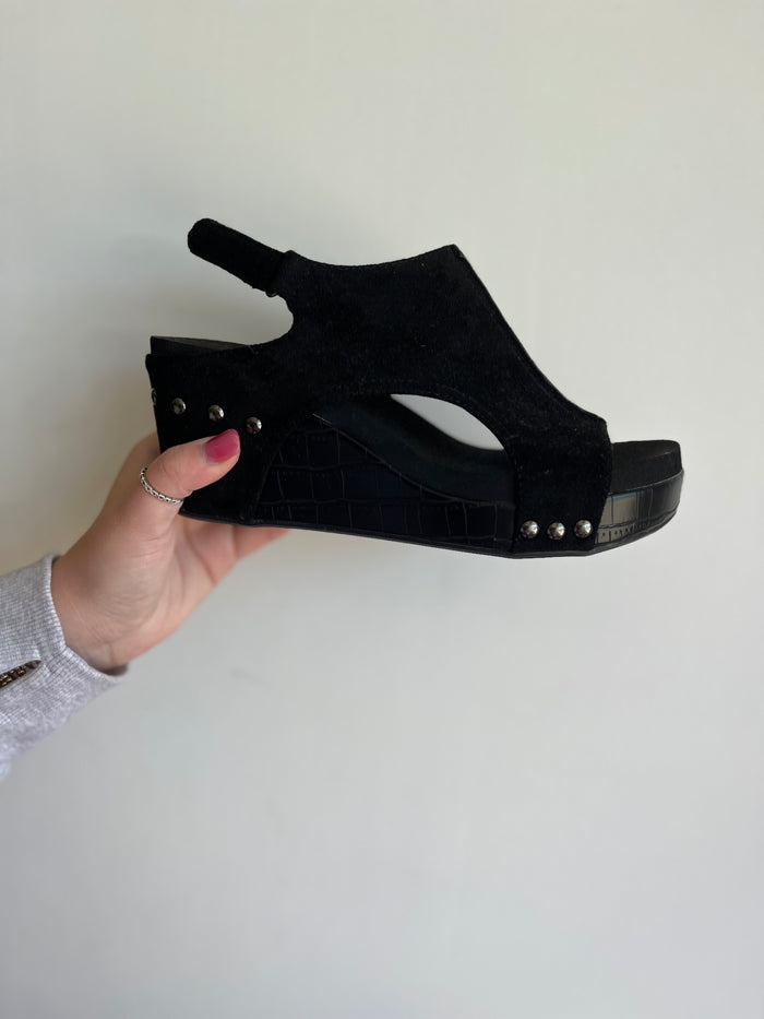 Corkys Carley Black Suede Croco