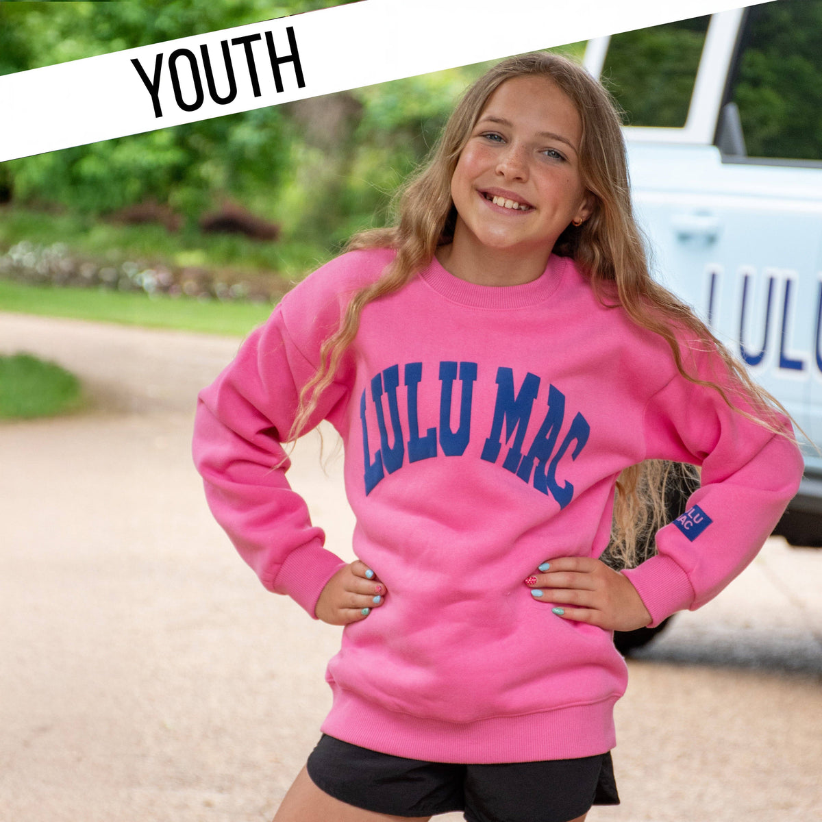 LULU MAC YOUTH SWEATSHIRT PINK/ROYAL PUFF