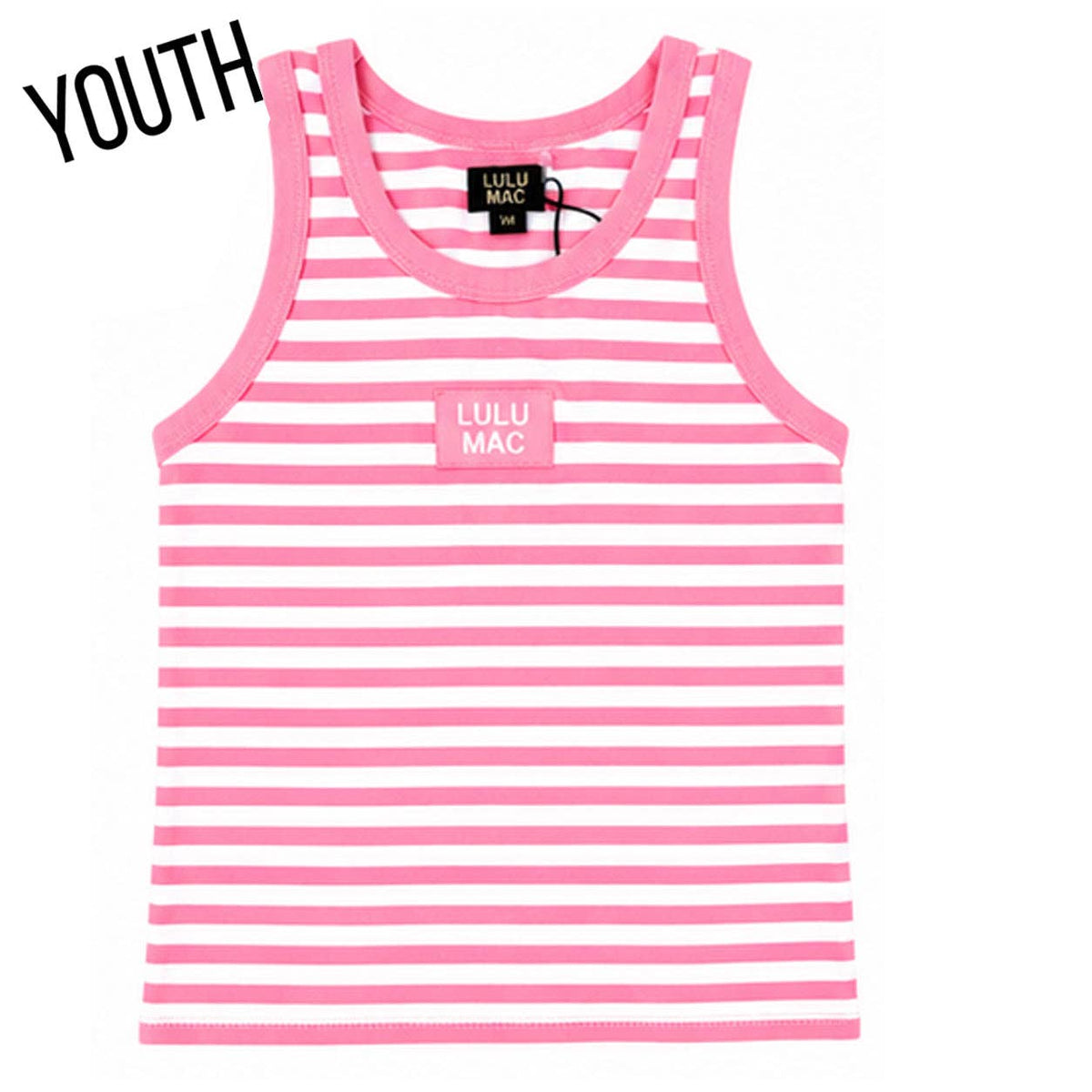 LULU MAC YOUTH STRIPE MONOCHROME PATCH YOUTH TANK-NEON PINK