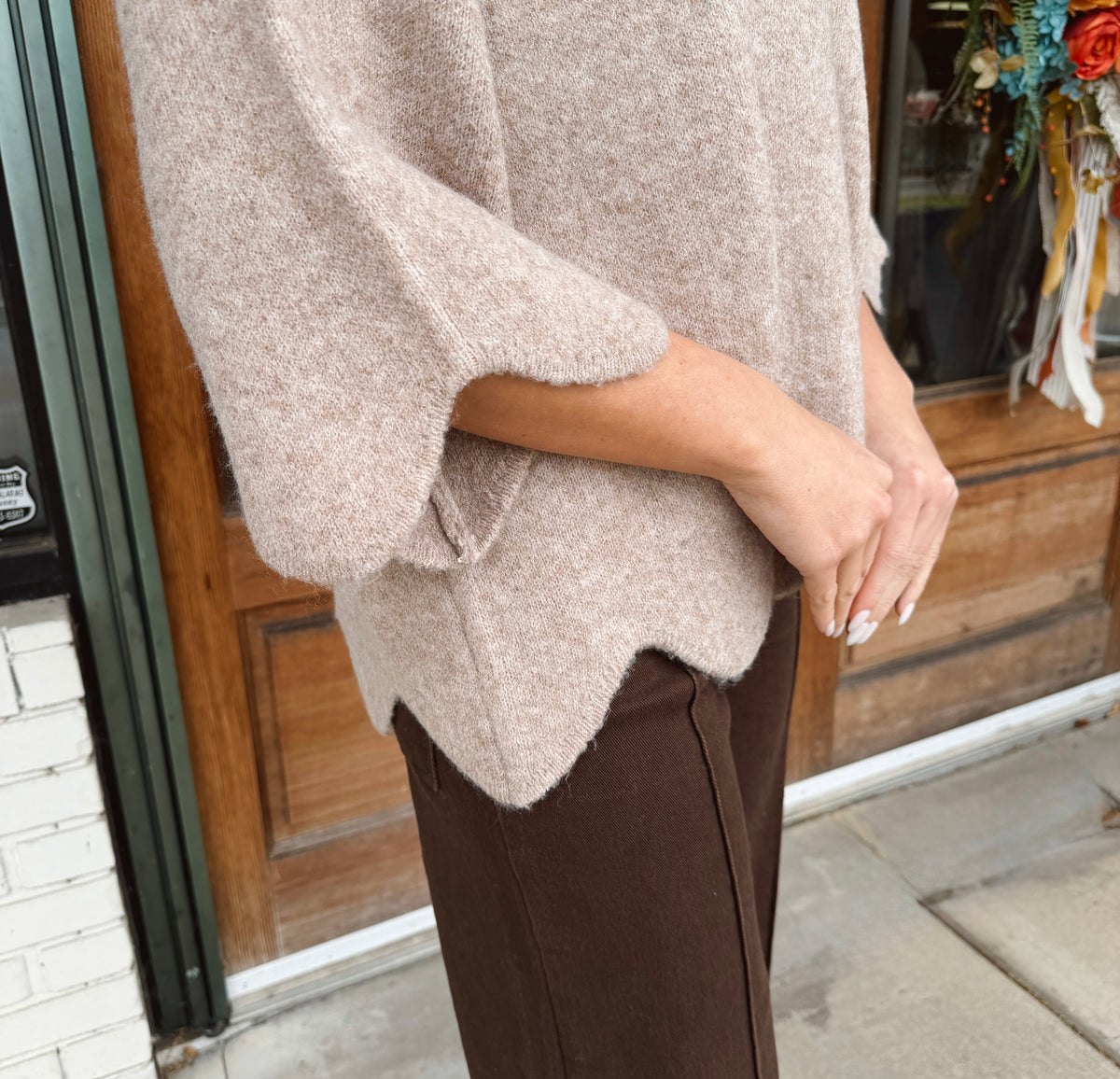 Solid sweater knit relaxed fit pullover top