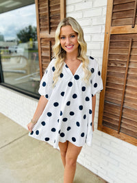 Puff-sleeve Mini Shift Dress