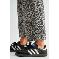 HIGH-RISE WIDE LEG CROPPED CUFF LEOPARD