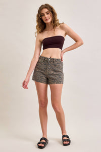 3” INSEAM HIGH RISE TIGER PRINT KENZIE SHORT