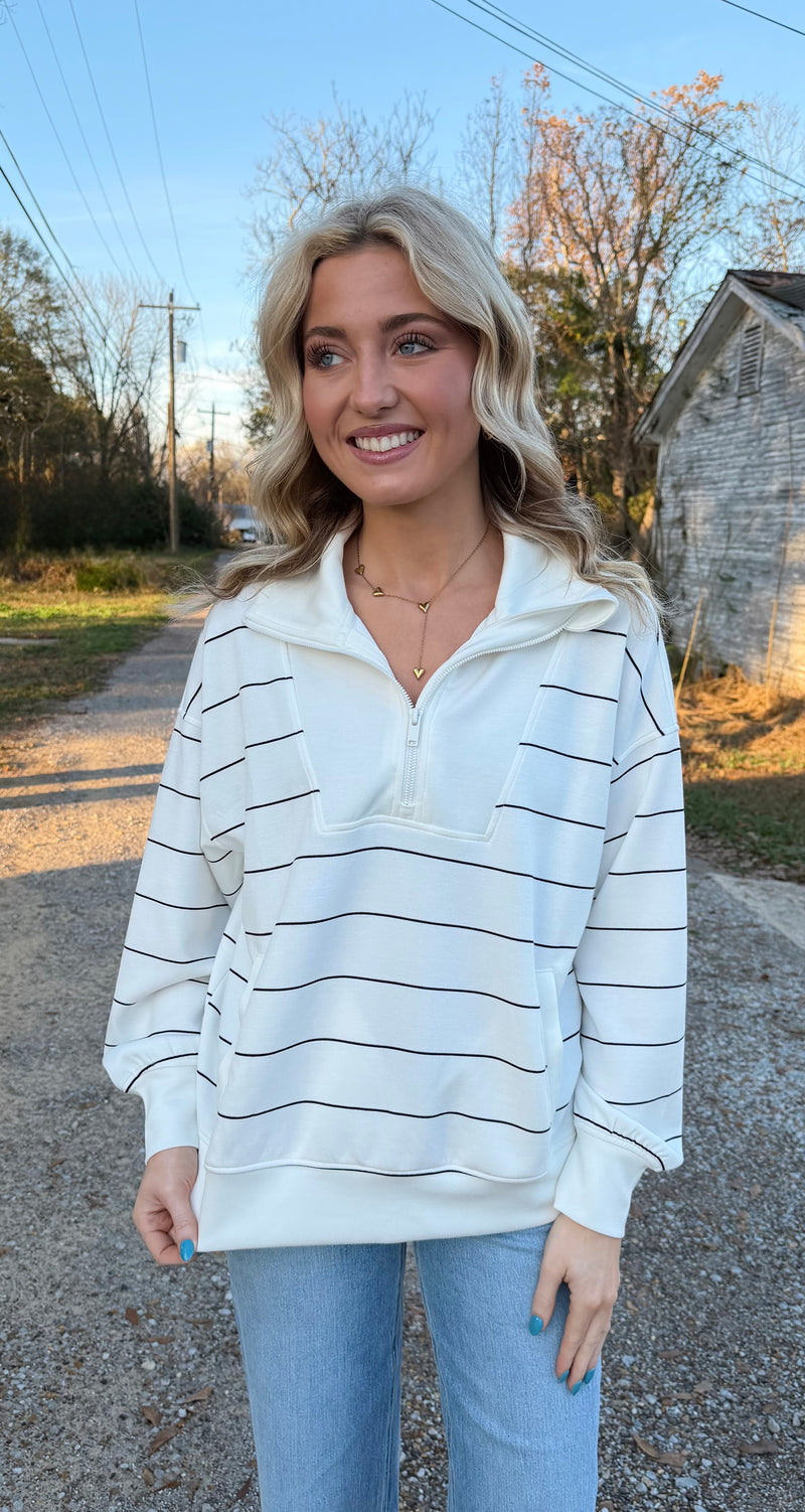 Modal Scuba Stripe Quarter Zip Top