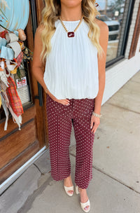 Solid Sleeveless Gathered Blouse
