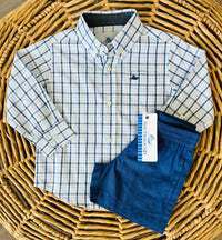 Southbound Long Sleeve Destin Dress Shirt NAVY/MINT/LAVENDER