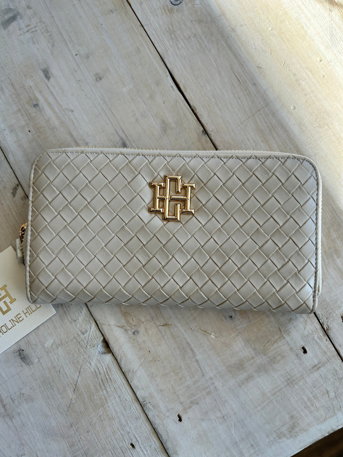Caroline Hill Penelope Wallet Woven Almond