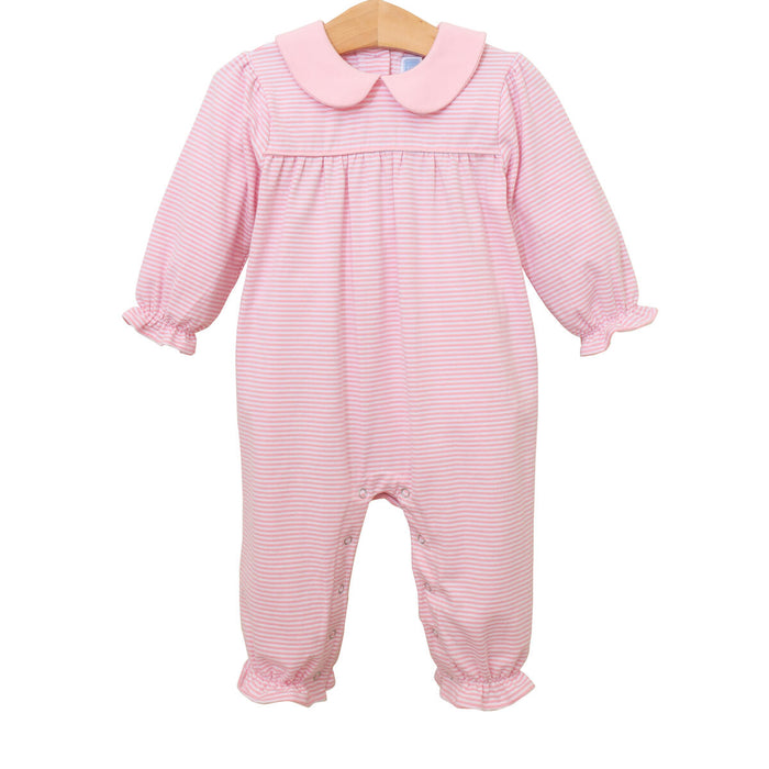 Trotter Street Abigail Romper- Light Pink Stripe