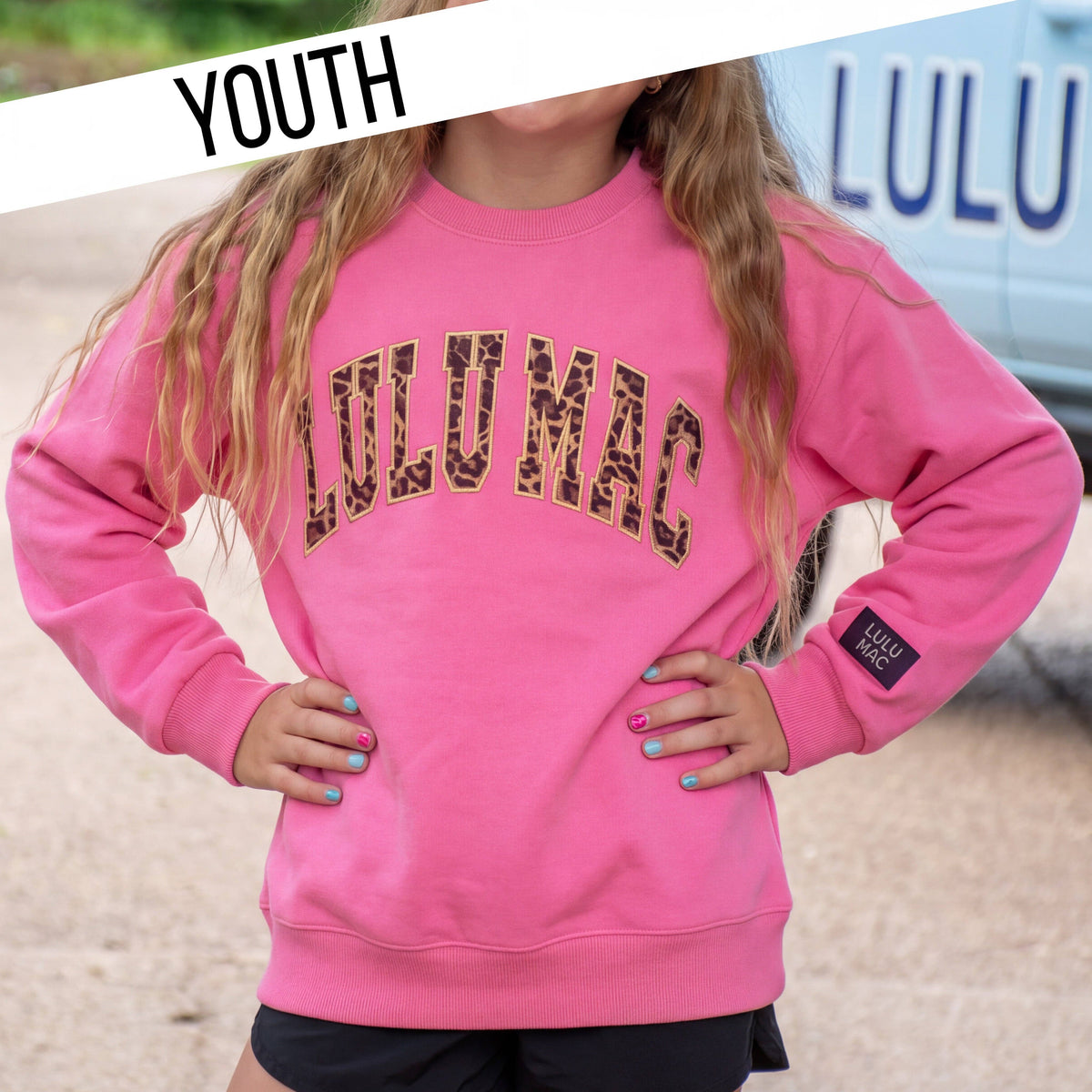 LULU MAC YOUTH SWEATSHIRT LEOPARD BUBBLEGUM