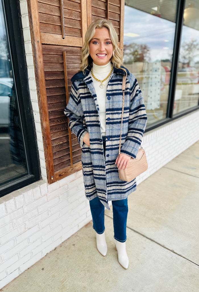 A-Line Plaid Coat Jacket
