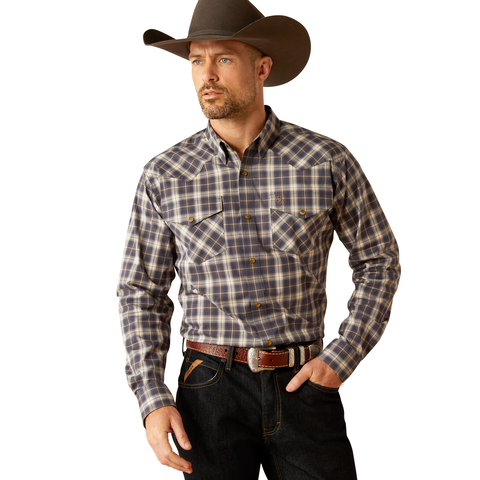 ARIAT-RELENTLESS PURSUIT SNP LS SHRT grey