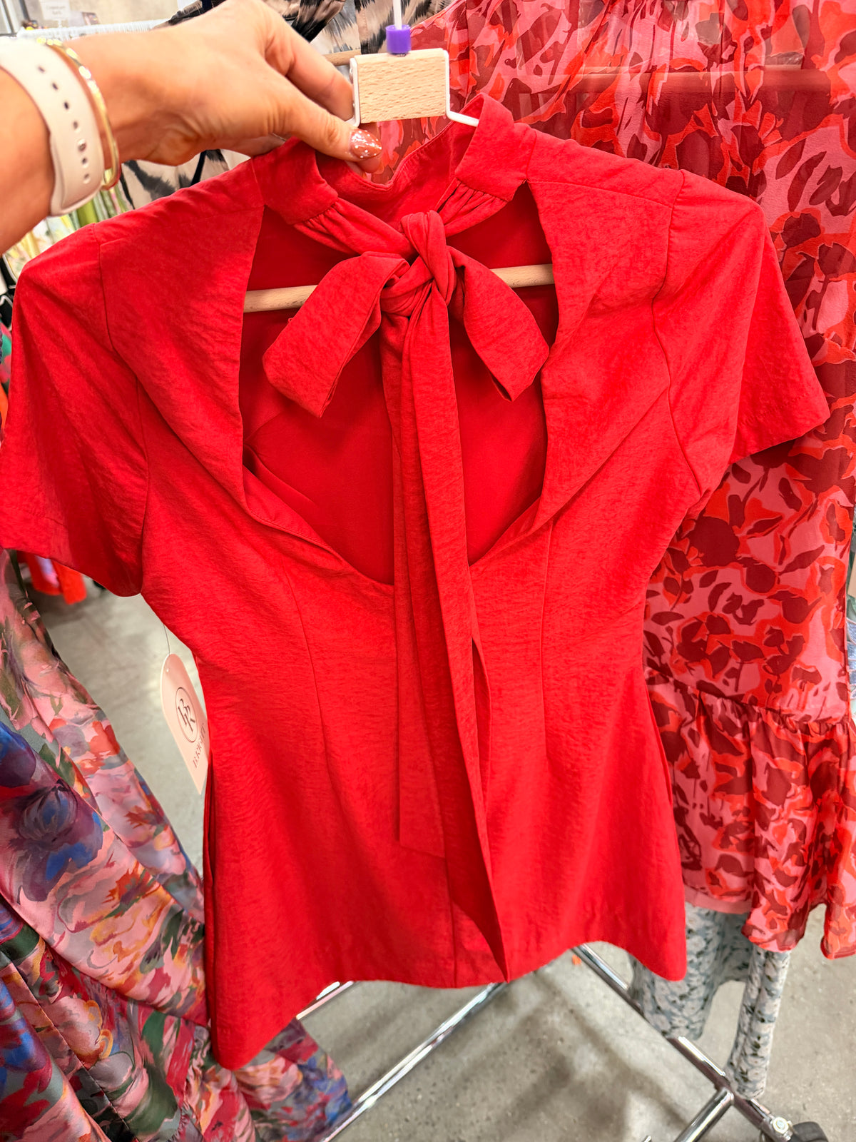 Mock Neck Bow Back Shift Mini Dress