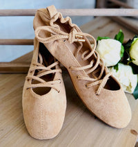 Corkys Tied Up Ballet Flat-Camel Faux Suede