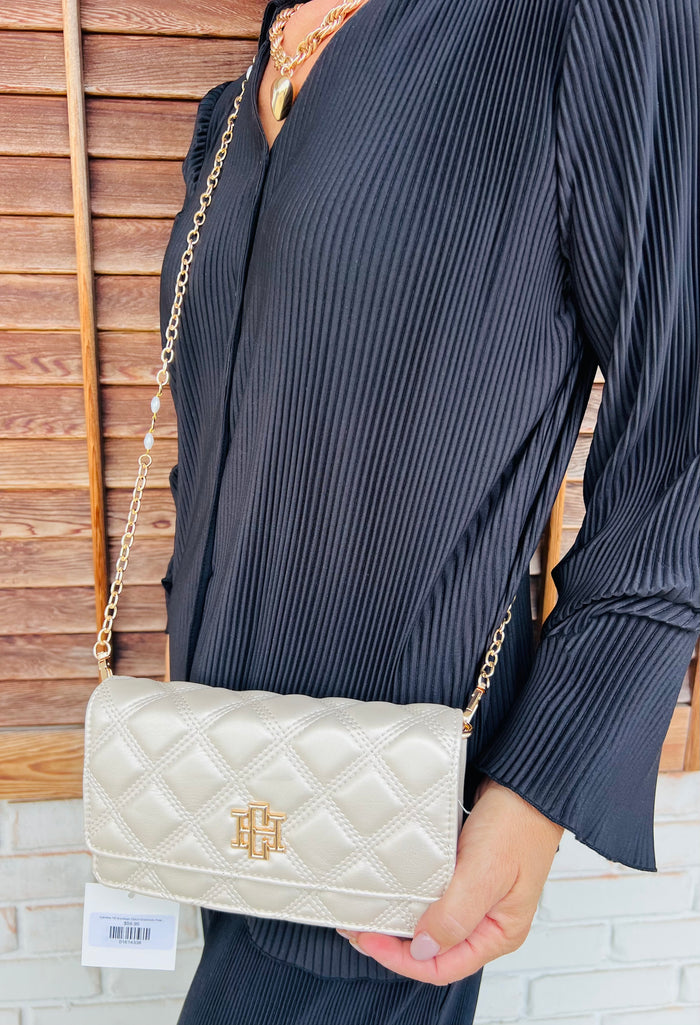 Caroline Hill Brynleigh Clutch Crossbody Pearl Quilted DQ