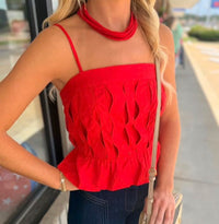 Sectional Wavy Cutout Sleeveless Top