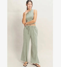 Mineral Washed Sleeveless Top & Wide Leg Pants Set