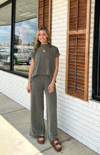 Raised Rib Short Sleeve Tee & Pants Set