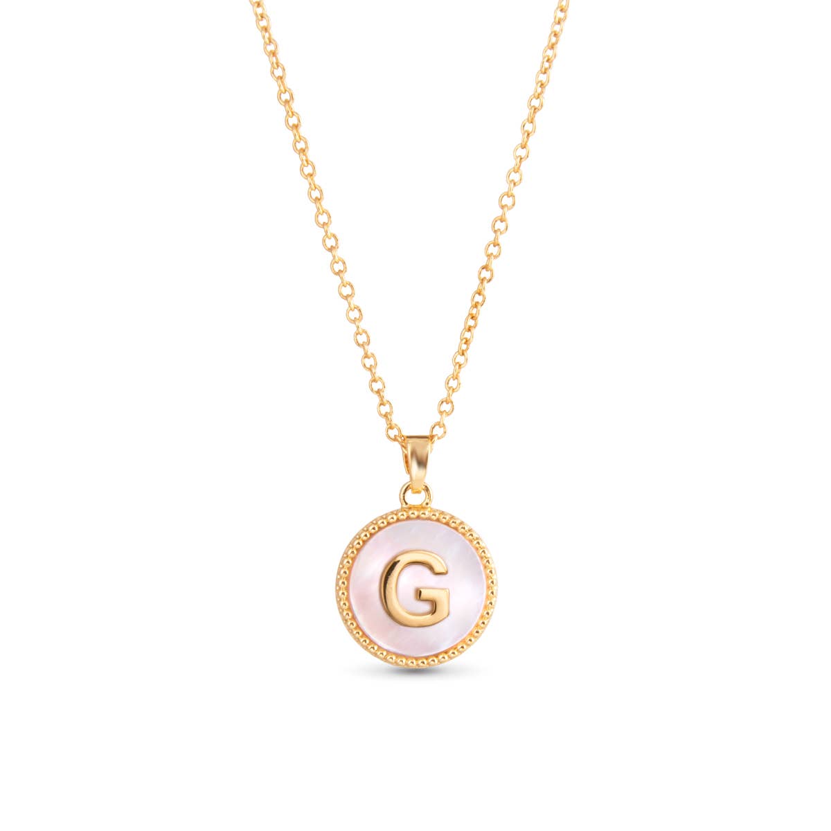 Amanda Blu Gold Mother of Pearl Initial Necklaces | 18 Letters