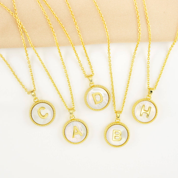 Amanda Blu Gold Mother of Pearl Initial Necklaces | 18 Letters