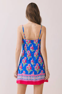 Floral Print Contrast Hem Detail Mini Dress