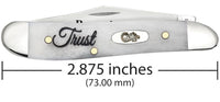Case Knives - Religious Sayings Trust Embellished Smooth Natural Bone Peanut