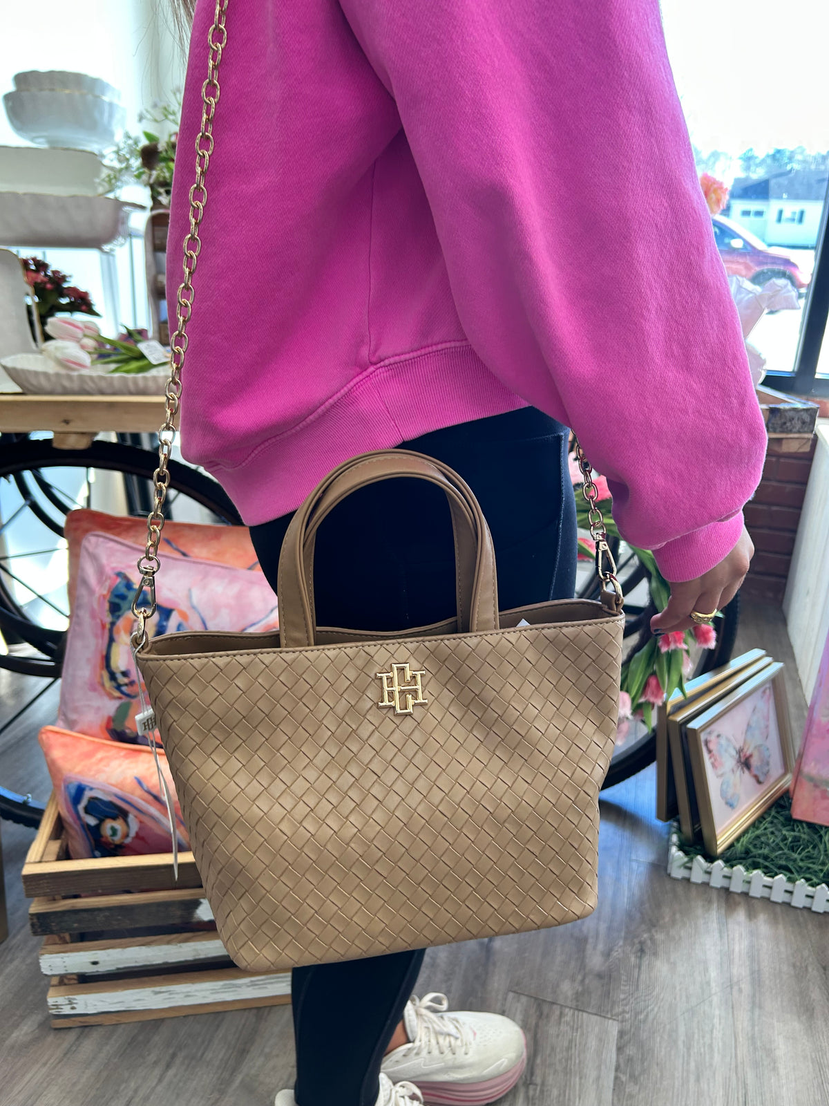 Caroline Hill Maren Mini Tote Woven Tan