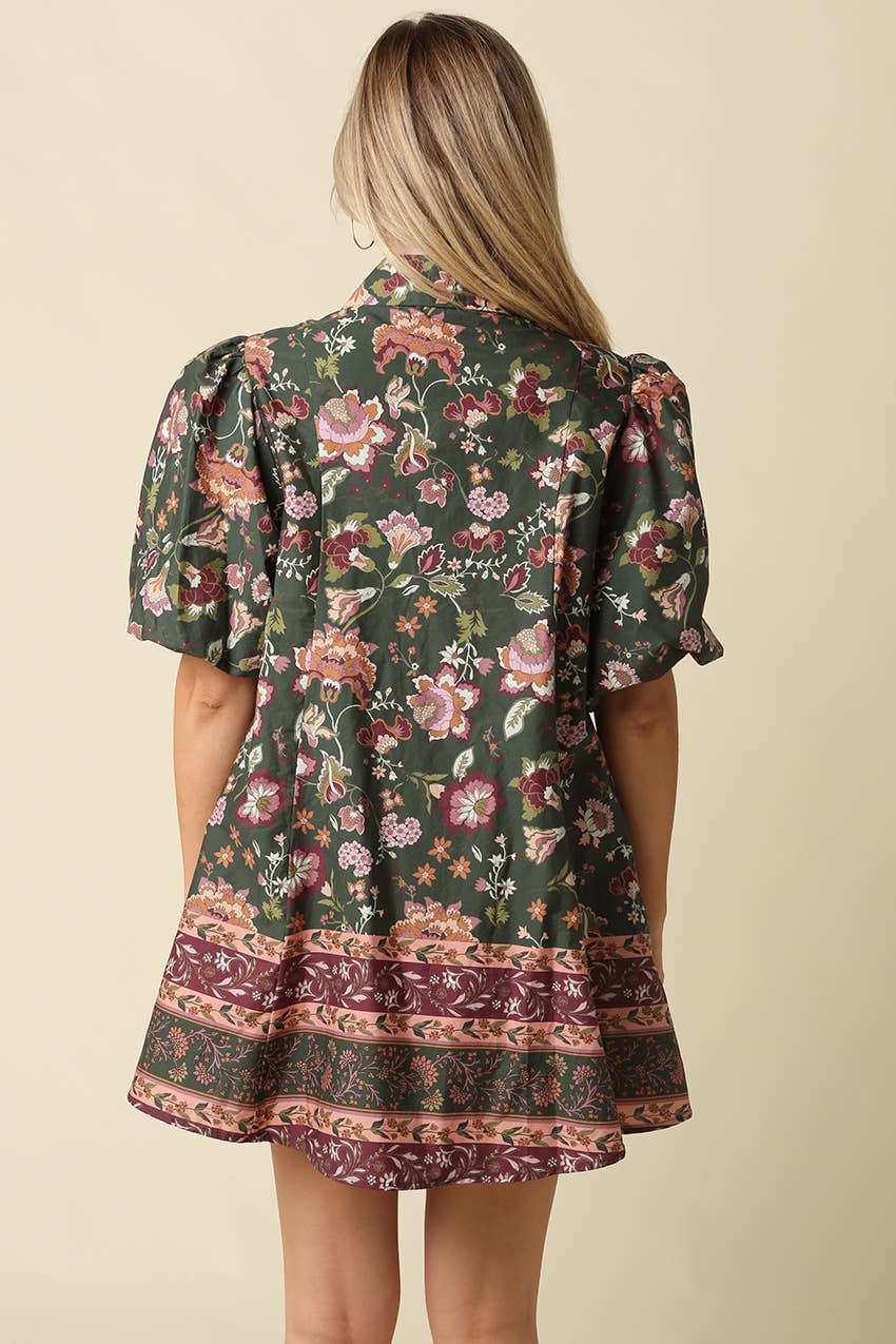 Lydia Floral Puff Sleeve Mini Dress