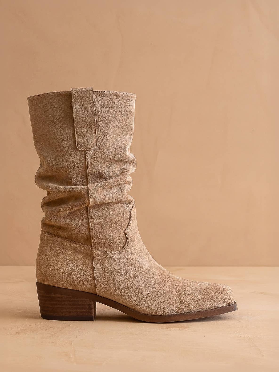 The Harrison | Almond Premium Faux Leather Slouch Fall Boot