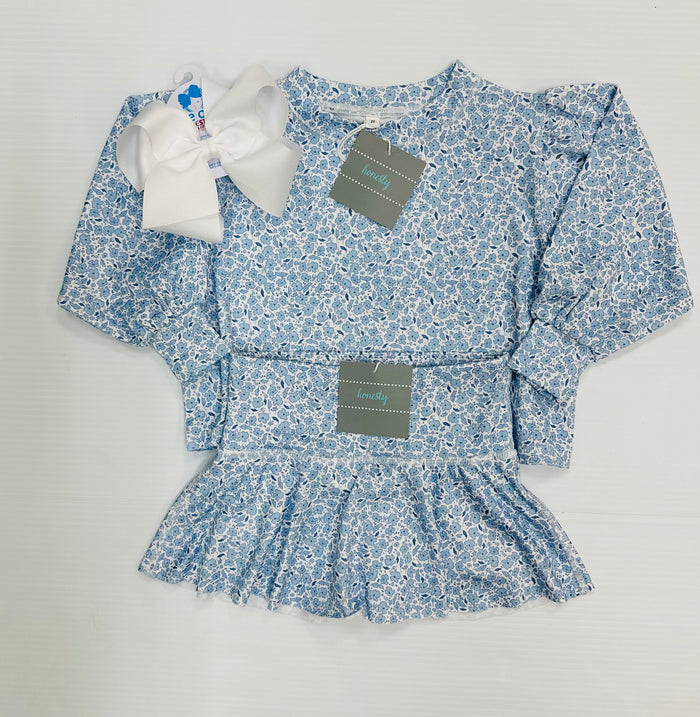 Honesty Box Top Mini Blue Floral