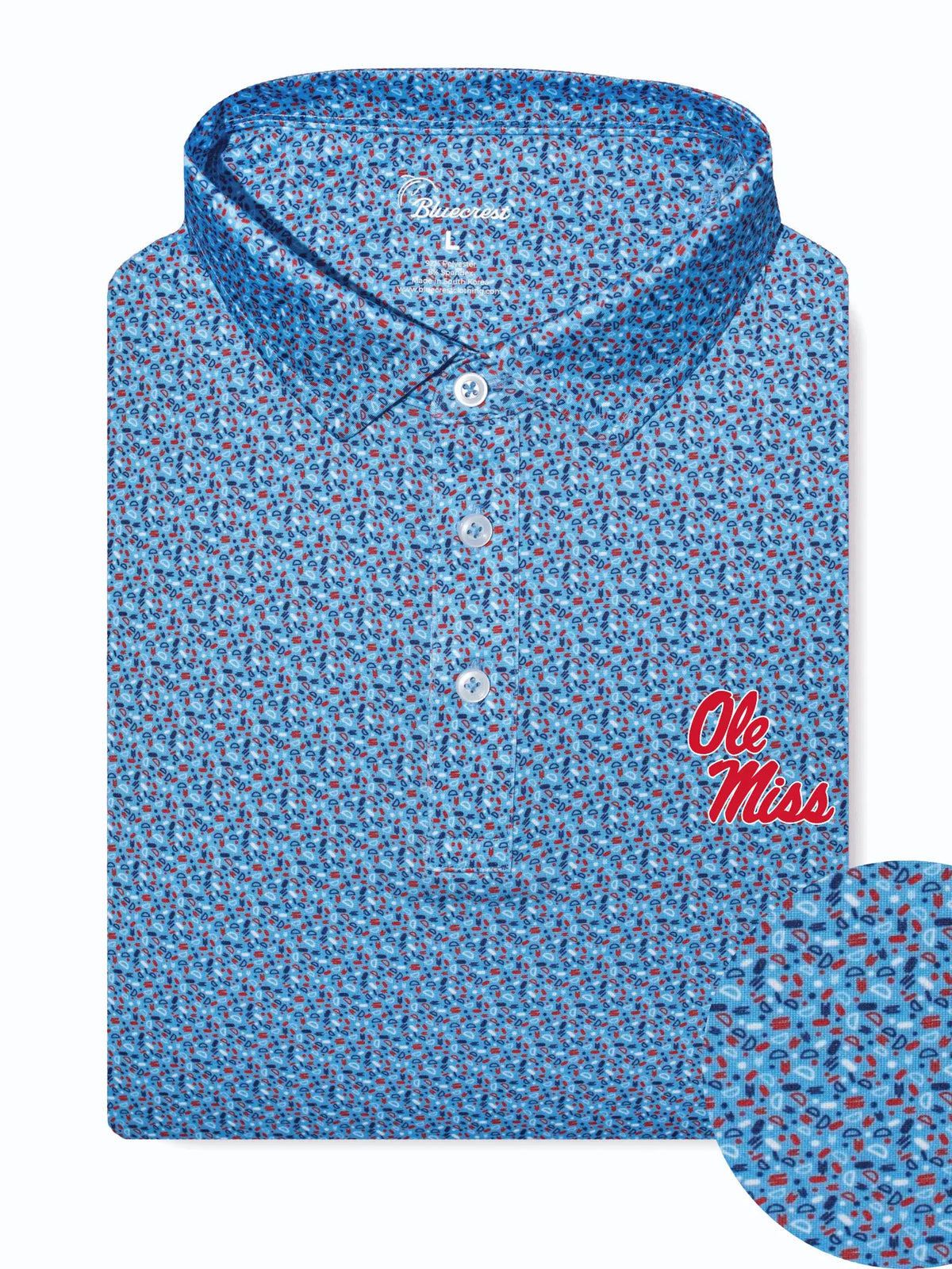 Bluecrest The Tempo Performance Polo -Ole Miss Stacked Script