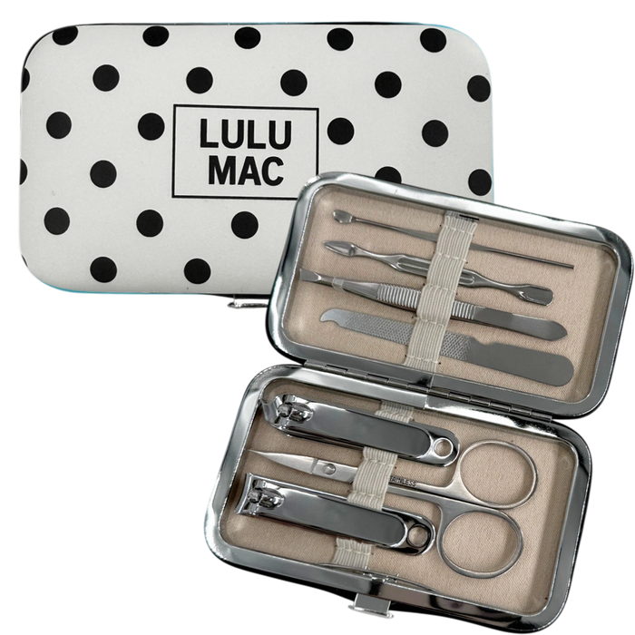 Lulu Mac White/Black Dot Manicure Set