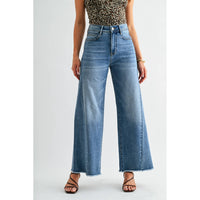 HIGH WIDE LEG ANKLE RAW HEM