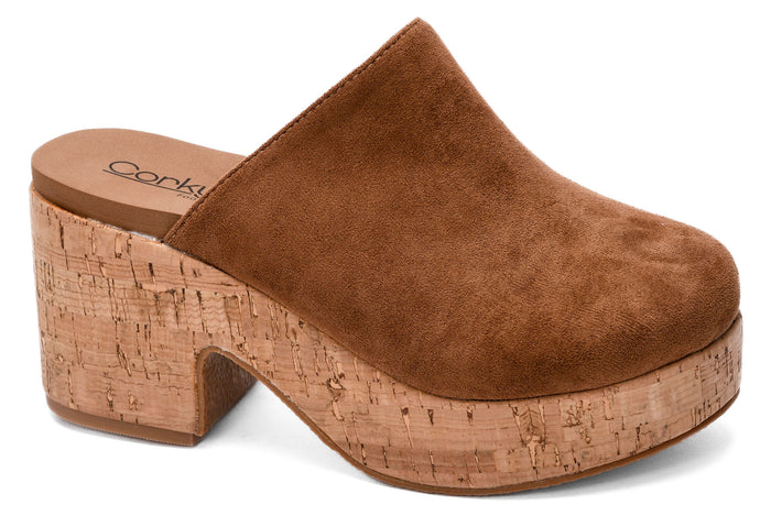 Corkys Watch Your Back Taupe Faux Suede Clogs