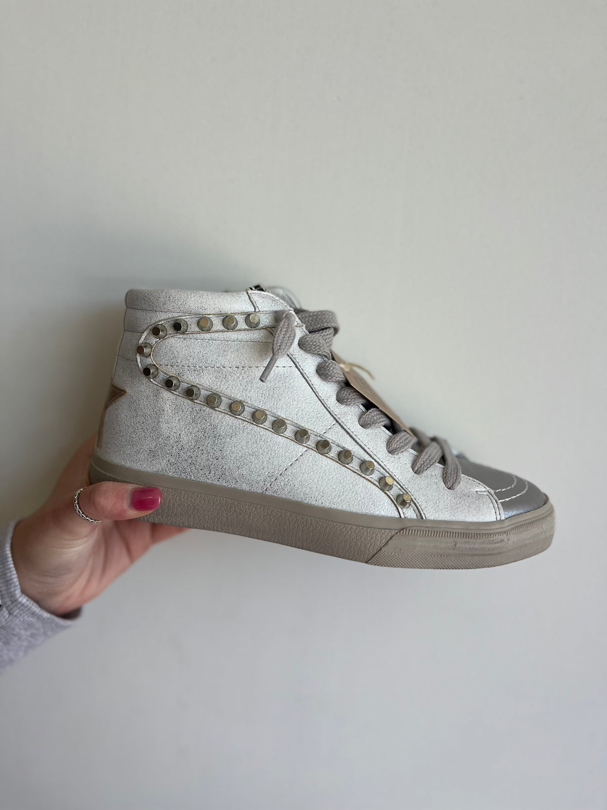 ShuShop Rio White Silver HighTop Sneakers