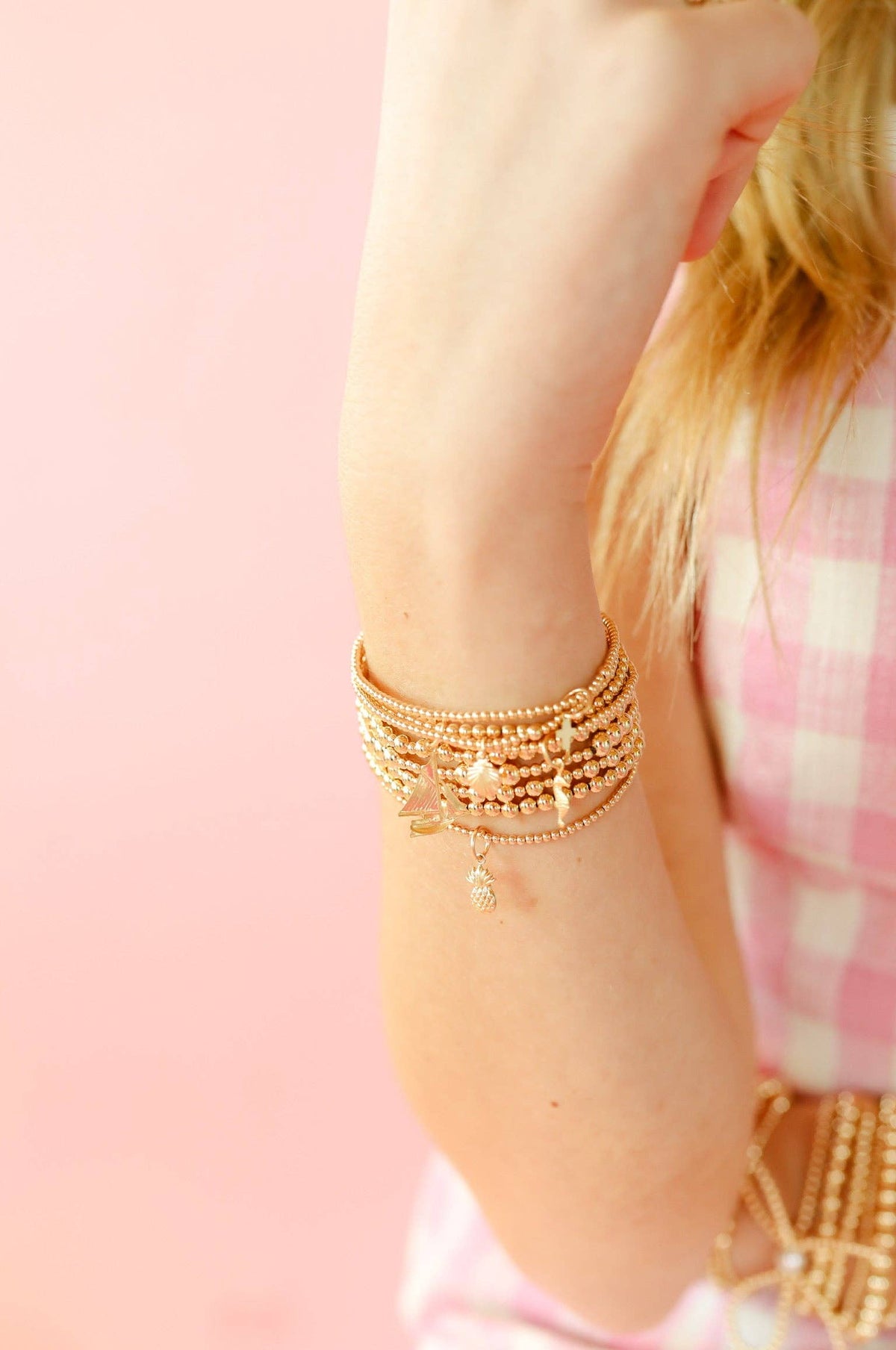 Petite Mini Cross Charm Bracelet on Gold