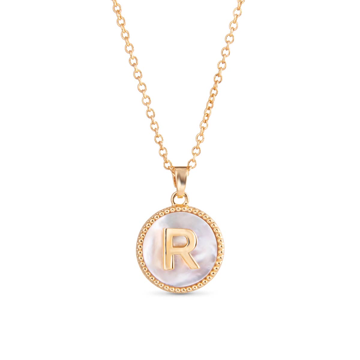 Amanda Blu Gold Mother of Pearl Initial Necklaces | 18 Letters