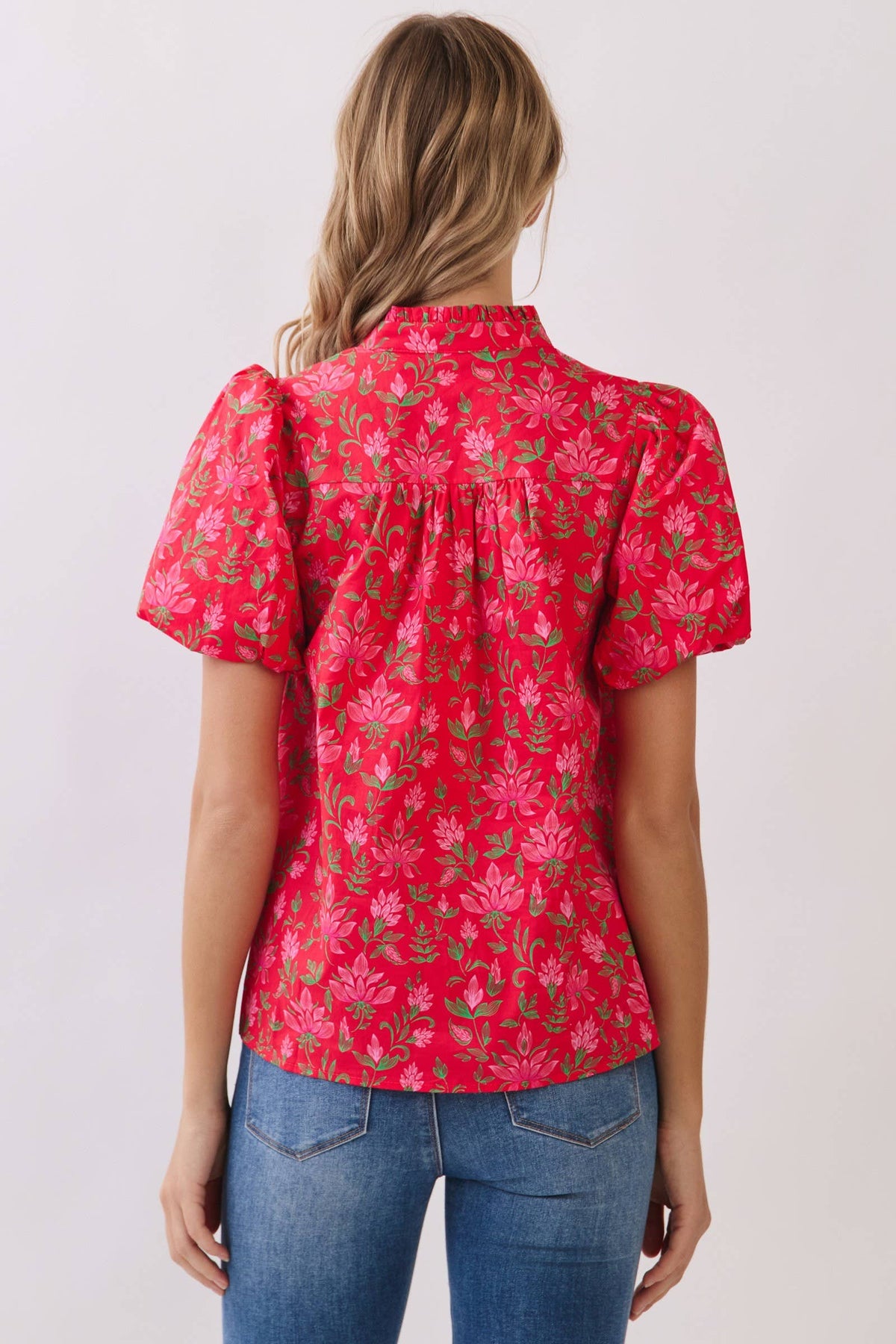 Floral Print Puff Sleeve Blouse