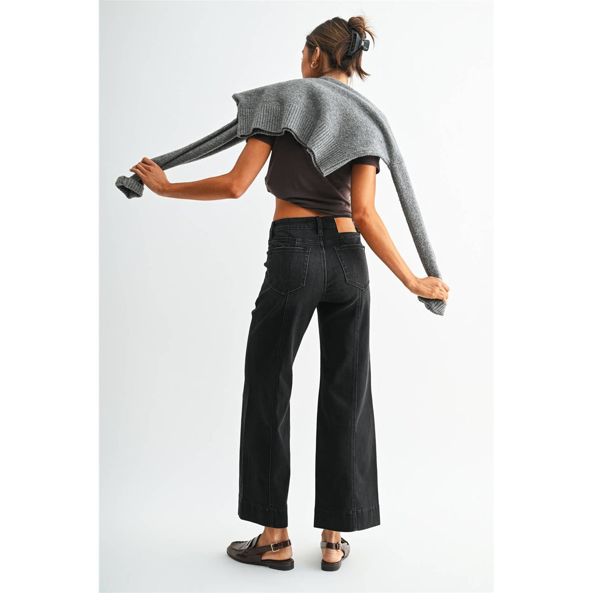 HIGH-RISE WIDE ANKLE TROUSER HEM