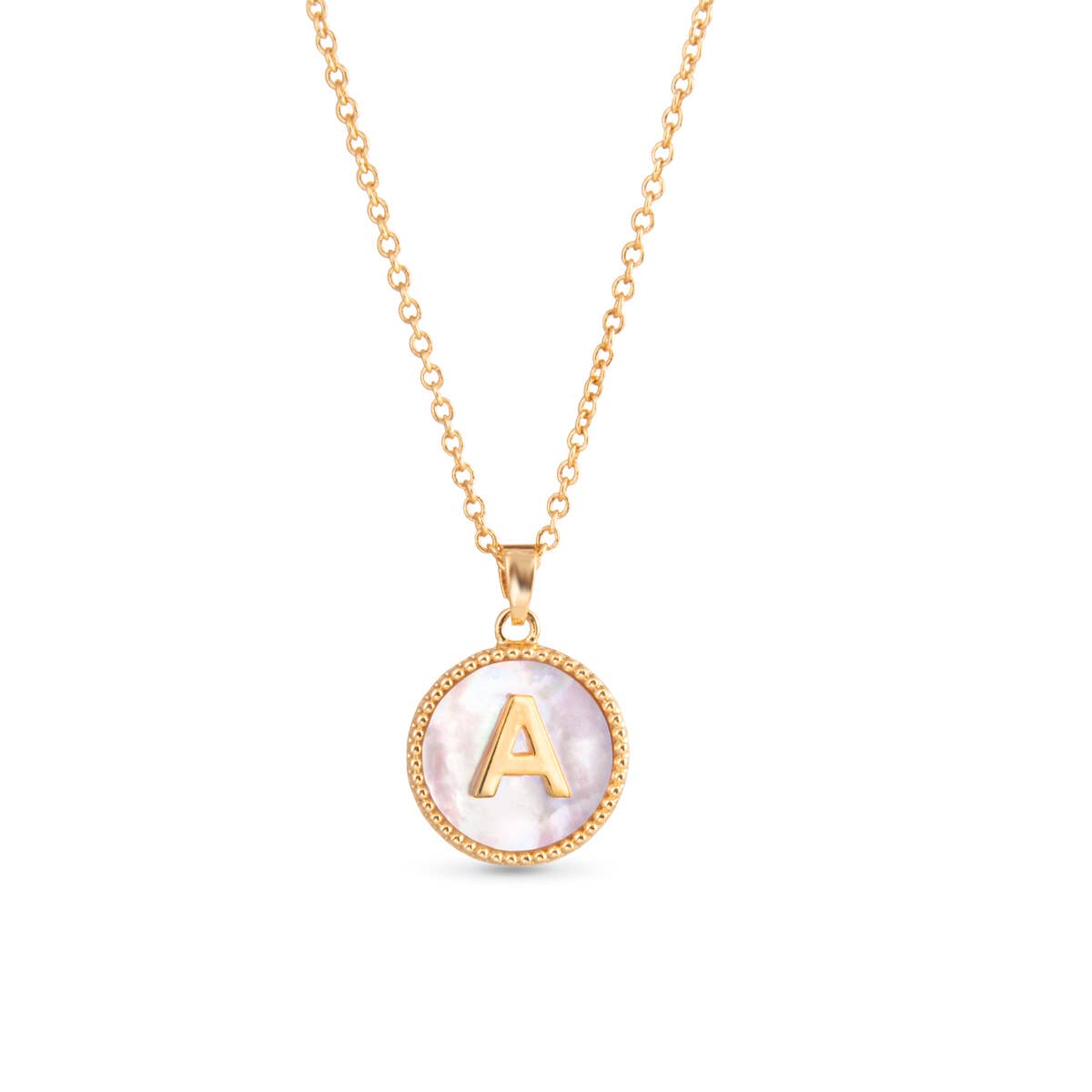 Amanda Blu Gold Mother of Pearl Initial Necklaces | 18 Letters
