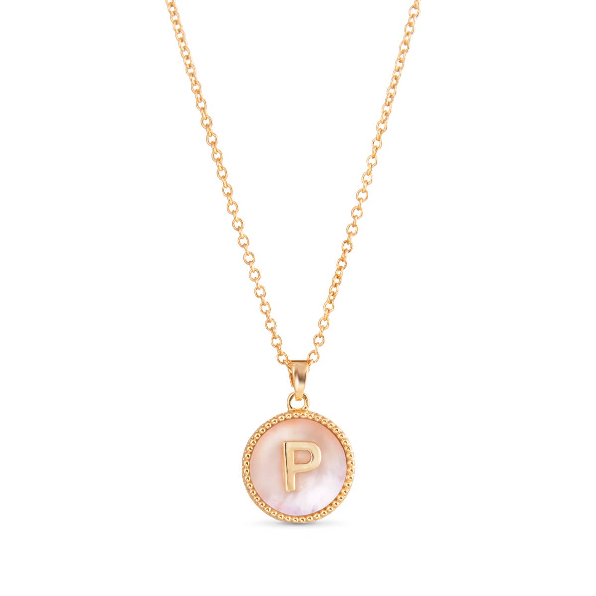 Amanda Blu Gold Mother of Pearl Initial Necklaces | 18 Letters