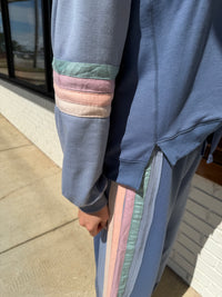 Color Tape Detail Knit Top & Pants Comfy Set