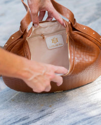 Caroline Hill Winslow Curved Bag Woven Chocolate