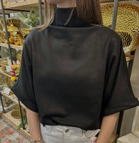 Solid Mock Neck Short Sleeve Top
