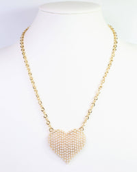 Caroline Hill Cocos Pearl Pave Heart Necklace Gold