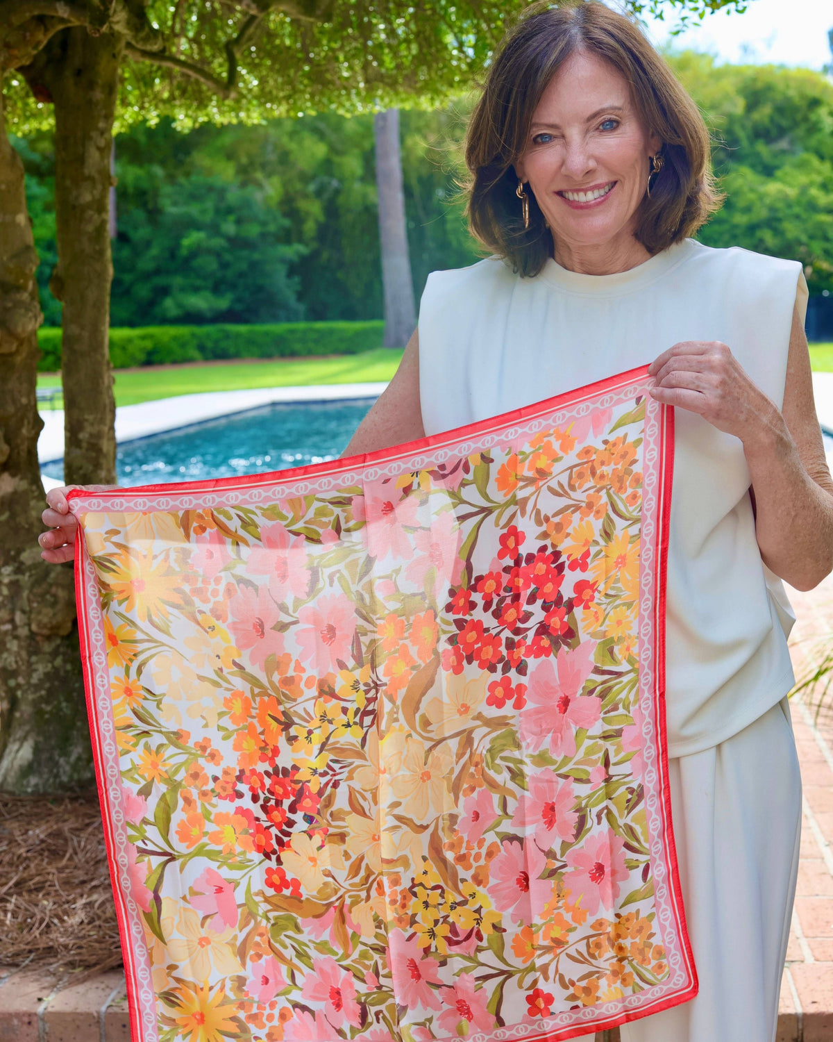Elora Floral Print Scarf Pink Multi