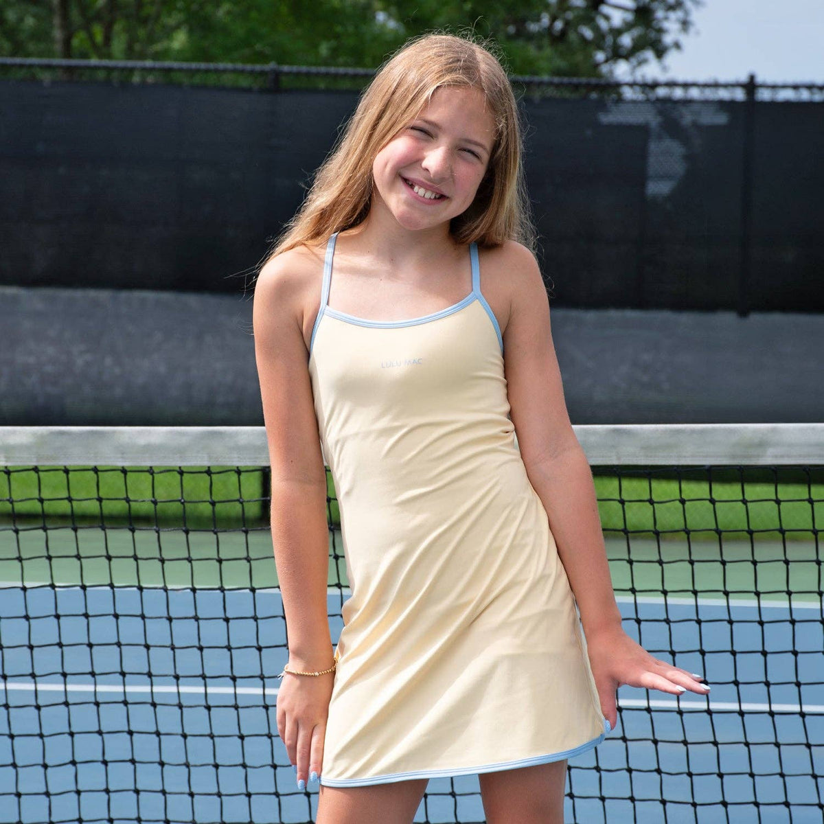 Lulu Mac  Youth Athletic Dress - Butter/Light Blue