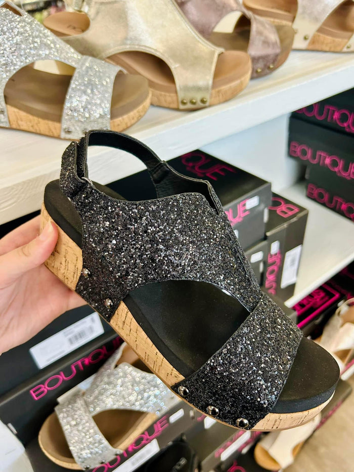 Corkys Refreshing Sandal Black Chunky Glitter