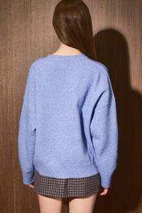 "HOT DOG" GRAPHIC LONG SLEEVE CREW NECK SWEATER