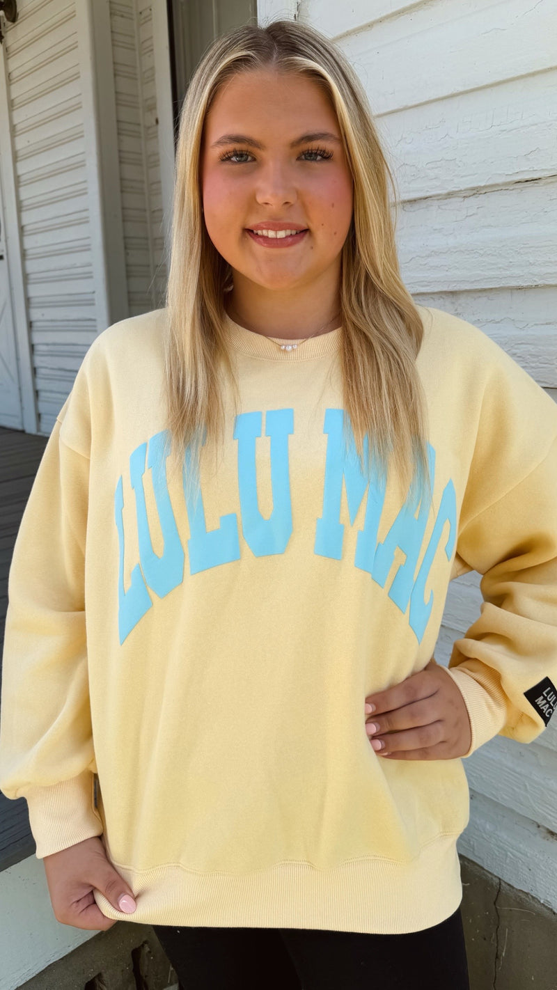 LULU MAC SWEATSHIRT BUTTER/LIGHT BLUE PUFF