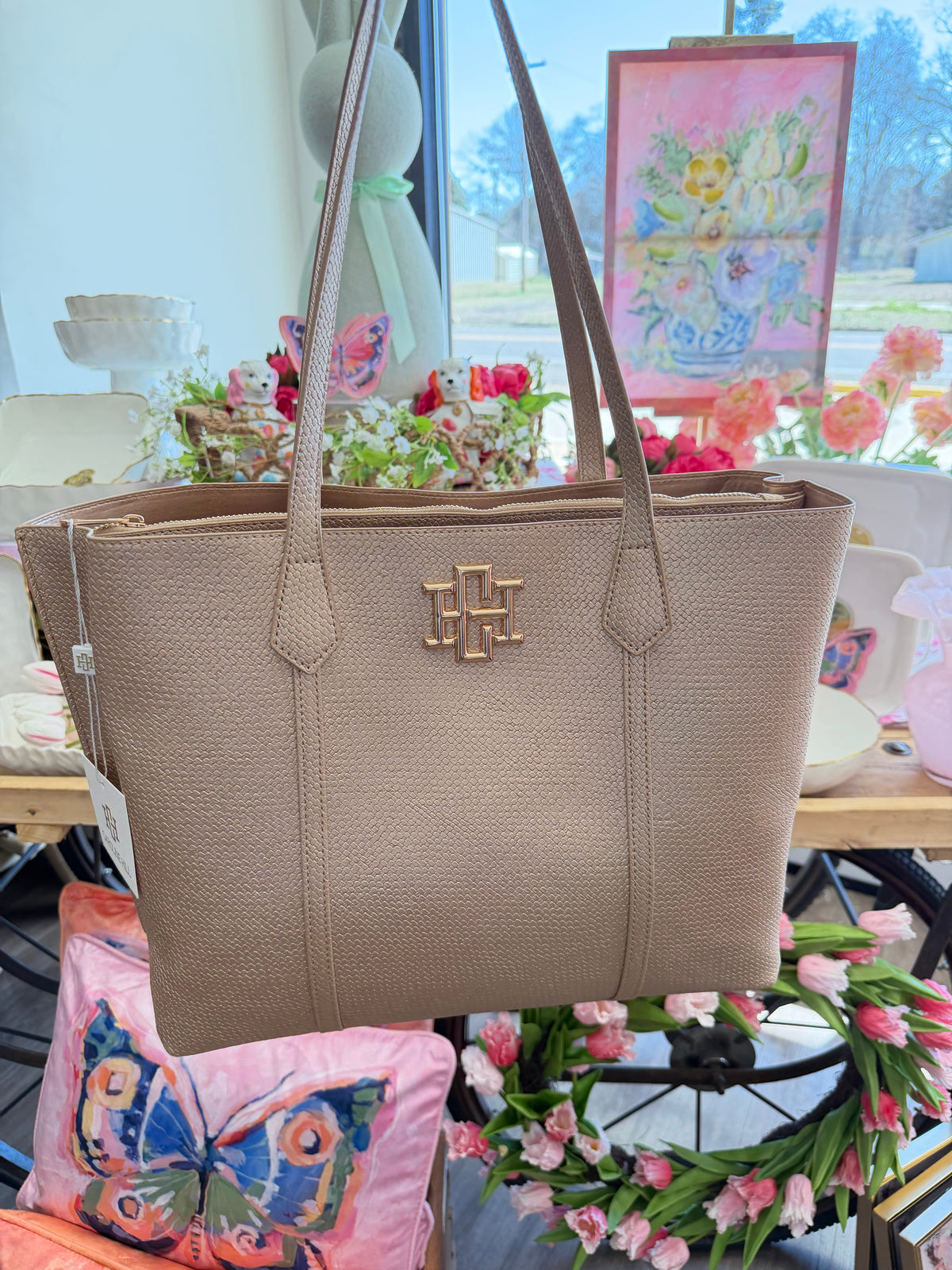 Caroline Hill Heath Tote Bag Woven Gold